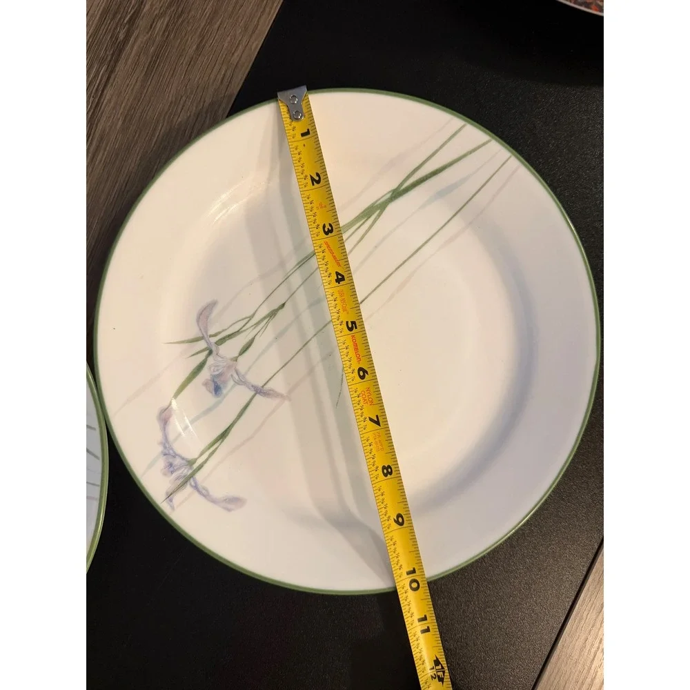 Corelle Iris Dinner Plates Set of 2 Vitrelle Floral Purple Green 10.25 in USA